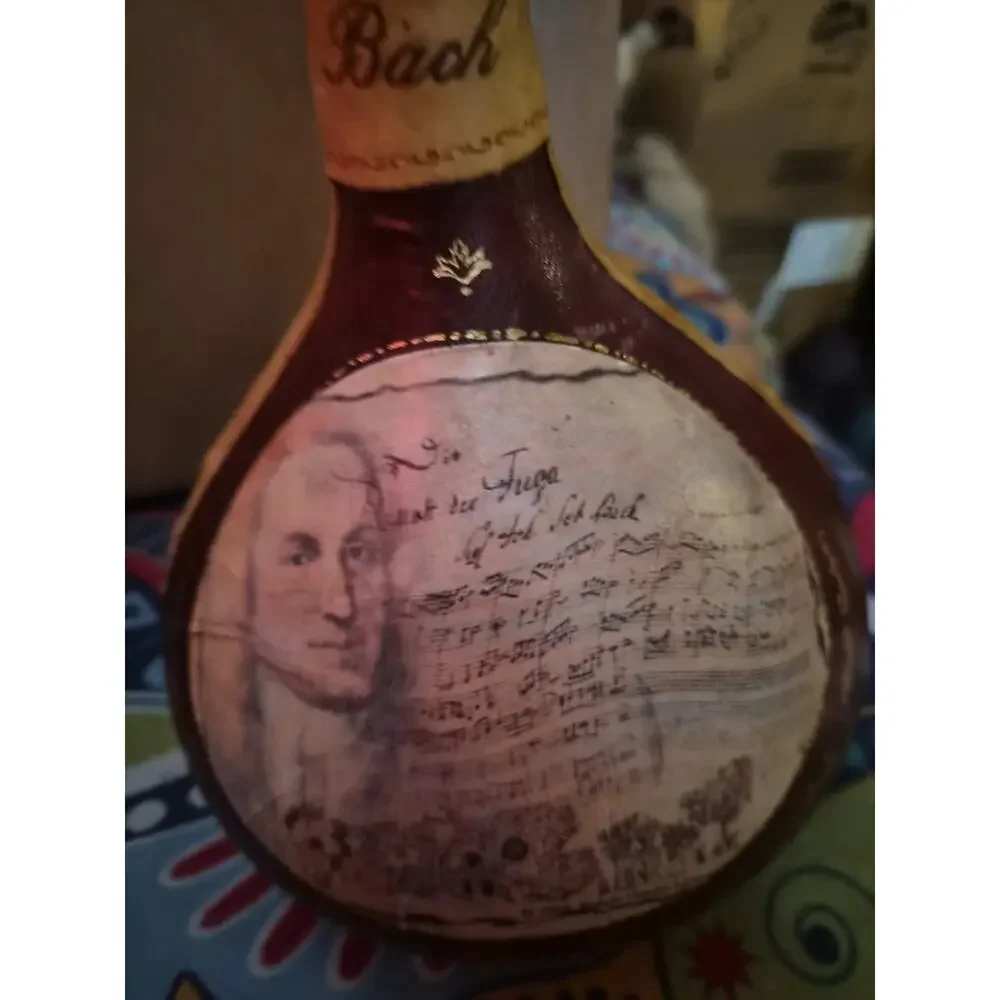 Vintage Fausto Cobturi Leather Covered Whiskey Decanter Dedicated To Composer...